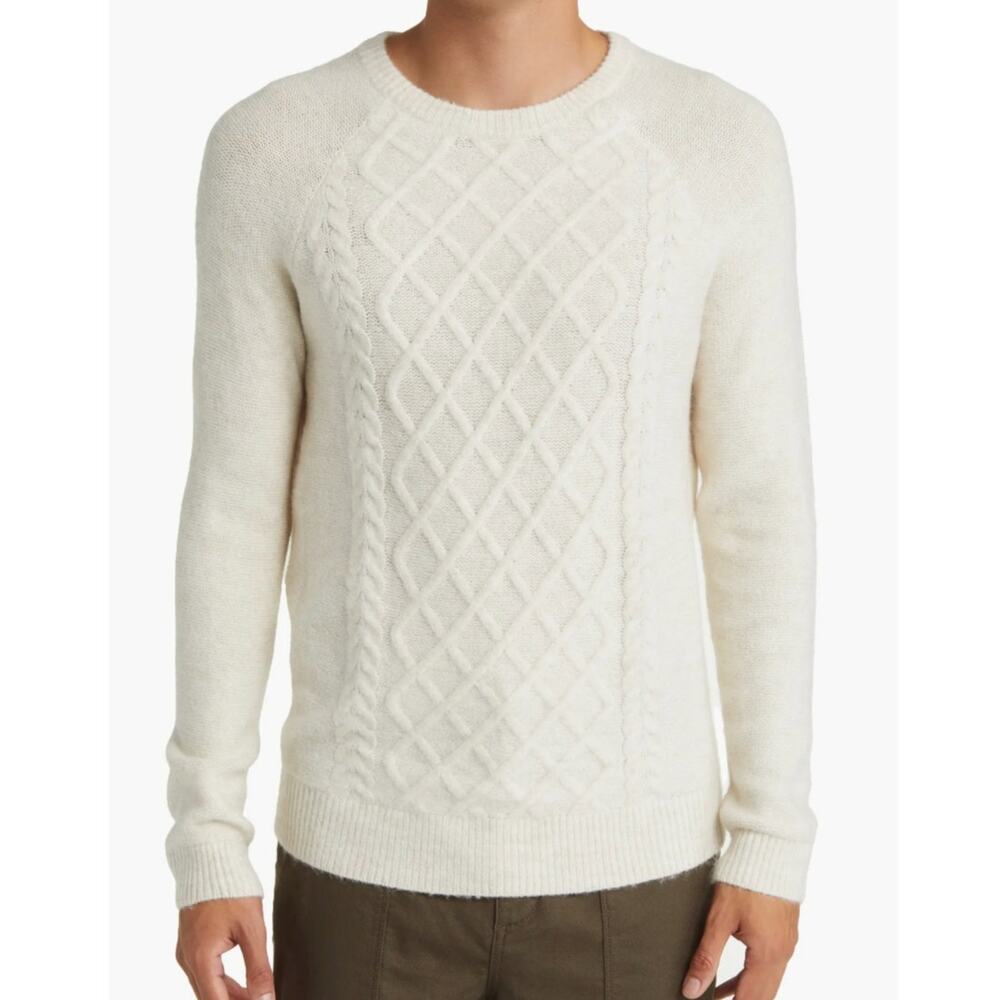 Treasure & Bond Cable Stitch Knit Crewneck Sweater Oatmeal Mens Fall 2XL